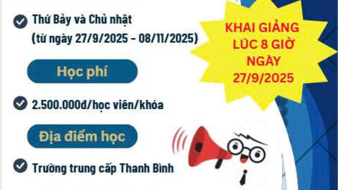Trường Trung cấp Thanh Bình phối hợp với Trường Cao đẳng Nông nghiệp Nam bộ thông báo chiêu sinh lớp lập hồ sơ khai thuế cho hộ kinh doanh, cá nhân kinh doanh