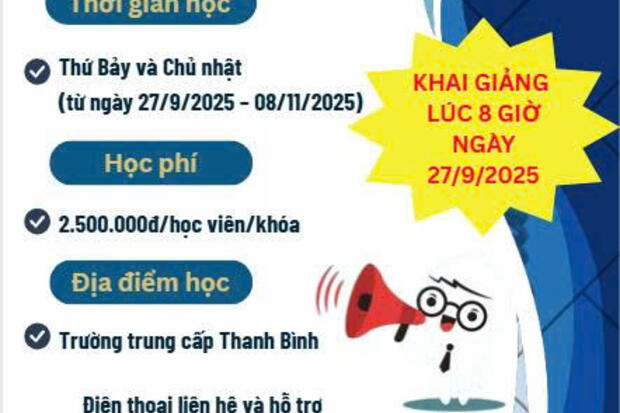 Trường Trung cấp Thanh Bình phối hợp với Trường Cao đẳng Nông nghiệp Nam bộ thông báo chiêu sinh lớp lập hồ sơ khai thuế cho hộ kinh doanh, cá nhân kinh doanh